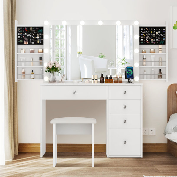 Wayfair vanity discount table and chair